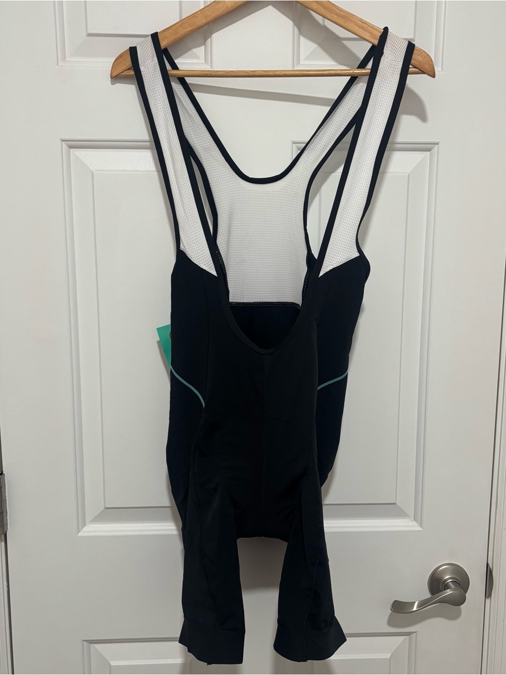 Escadrille Black and White Cycling Bib Shorts with Mint Accents Mens XS padded
